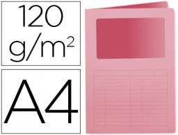 Subcarpeta cartulina Q-Connect A4 rosa con ventana